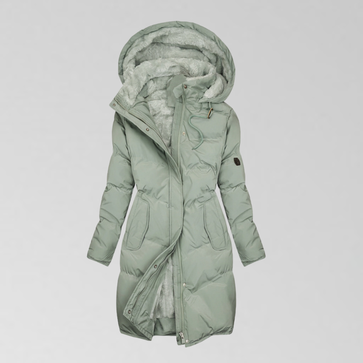 Women’s Winter Jacket | Long Quilted Design with Hood