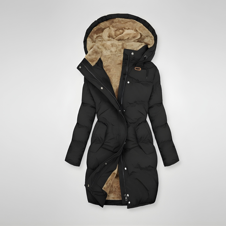 Women’s Winter Jacket | Long Quilted Design with Hood