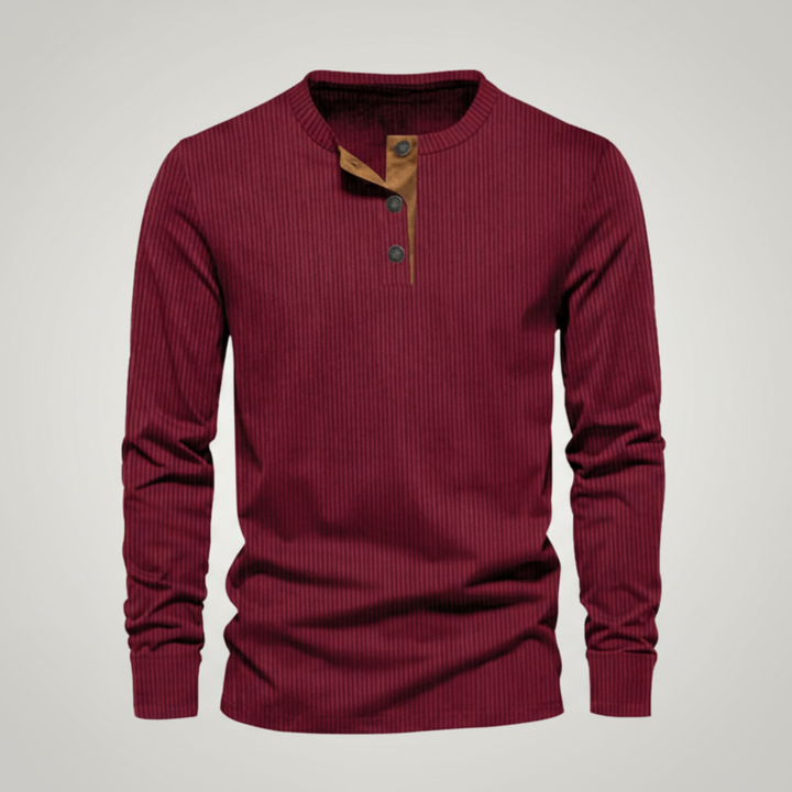 Men’s Sweater | Long Sleeve Pullover with Button Placket