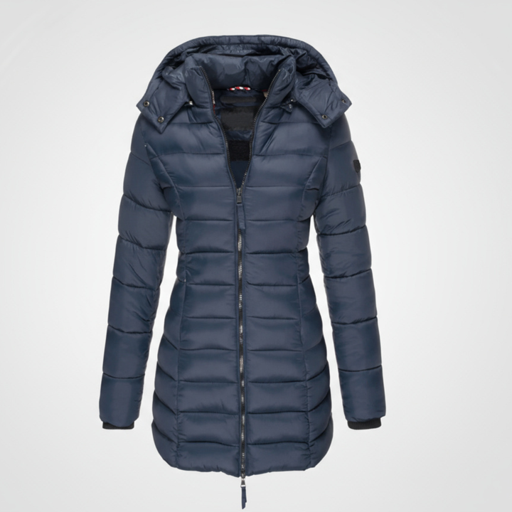 Women’s Winter Jacket | Long Quilted Design with Hood