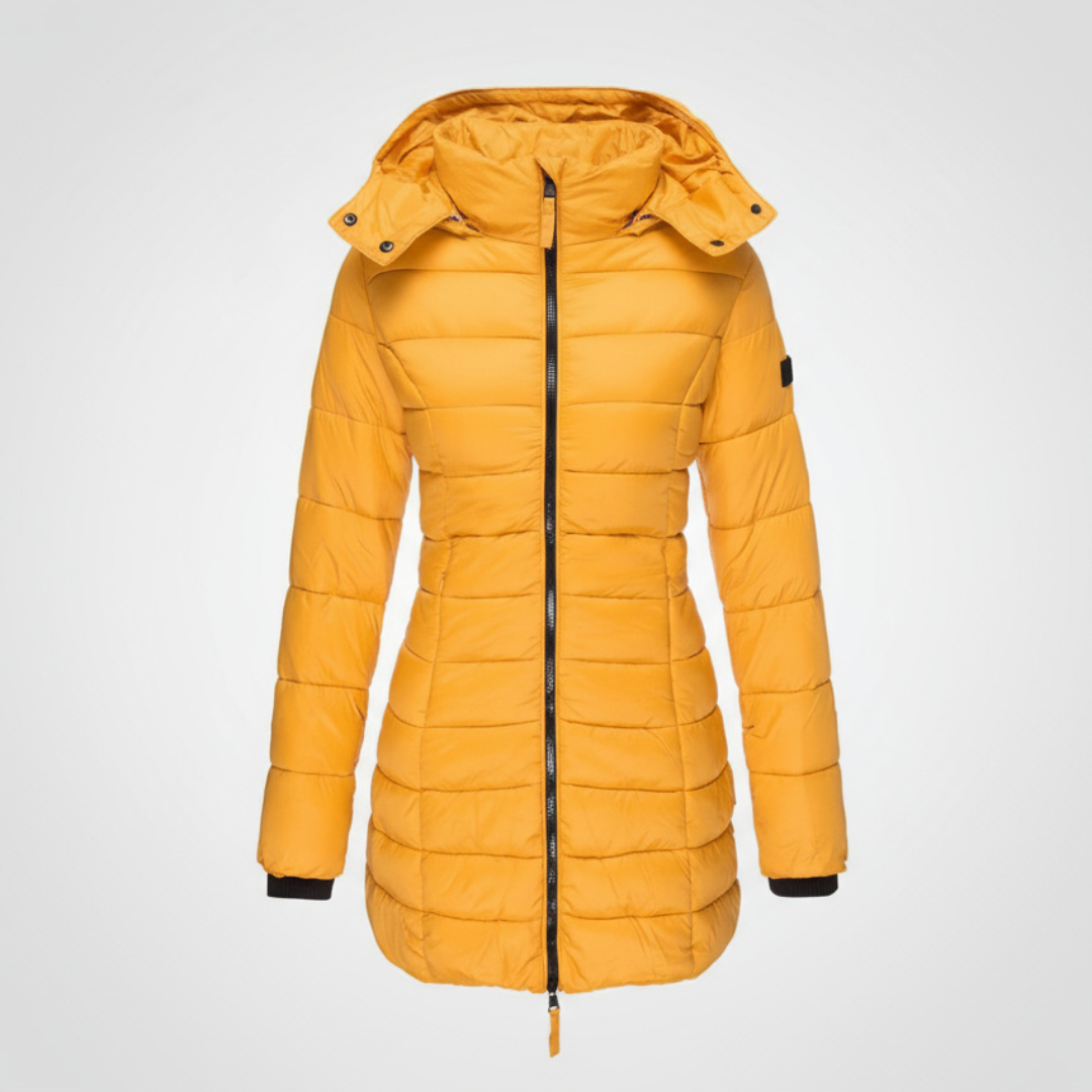 Women’s Winter Jacket | Long Quilted Design with Hood